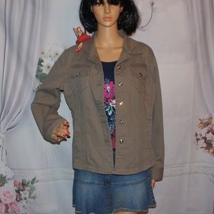 Chico's Rhinestone Designers Jean Jacket Denim Junior 1
